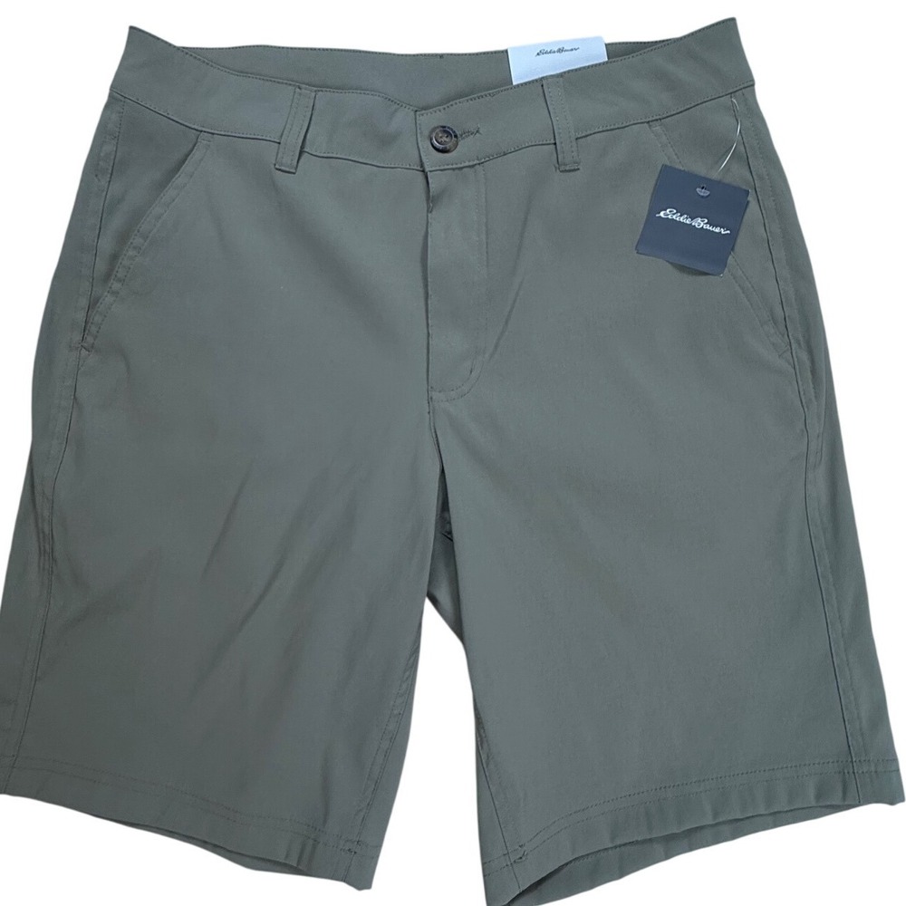 Eddie Bauer Horizon Guide Chino‎ Shorts Mens 30 Olive Green Stretch Hiking 10in